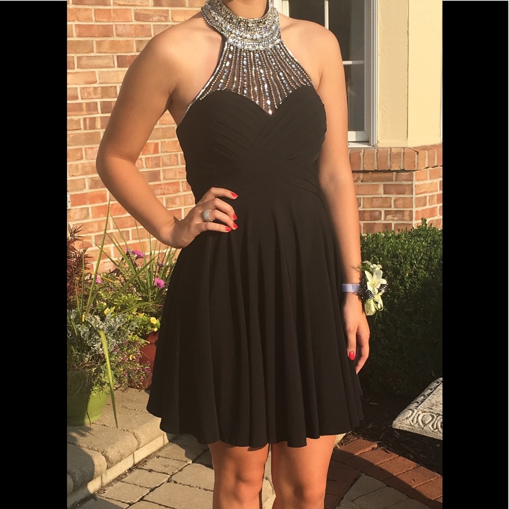 Jovani Black High-Neck Homecoming Dress